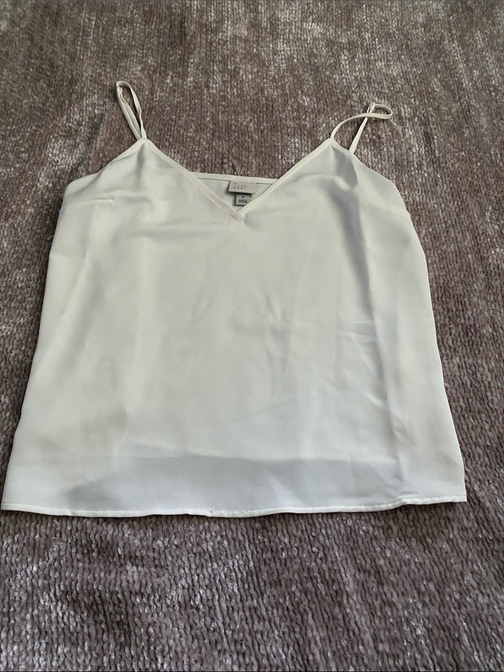 Women's White Satin V-Neck Cami Top